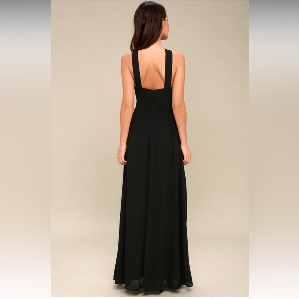 WORN ONCE LULUS AIR OF ROMANCE BLACK MAXI DRESS - Size Medium SKU:559 - Picture 3 of 9